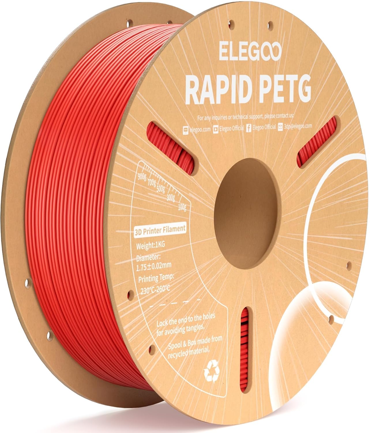 Filamento PETG ELEGOO Rapid Rojo