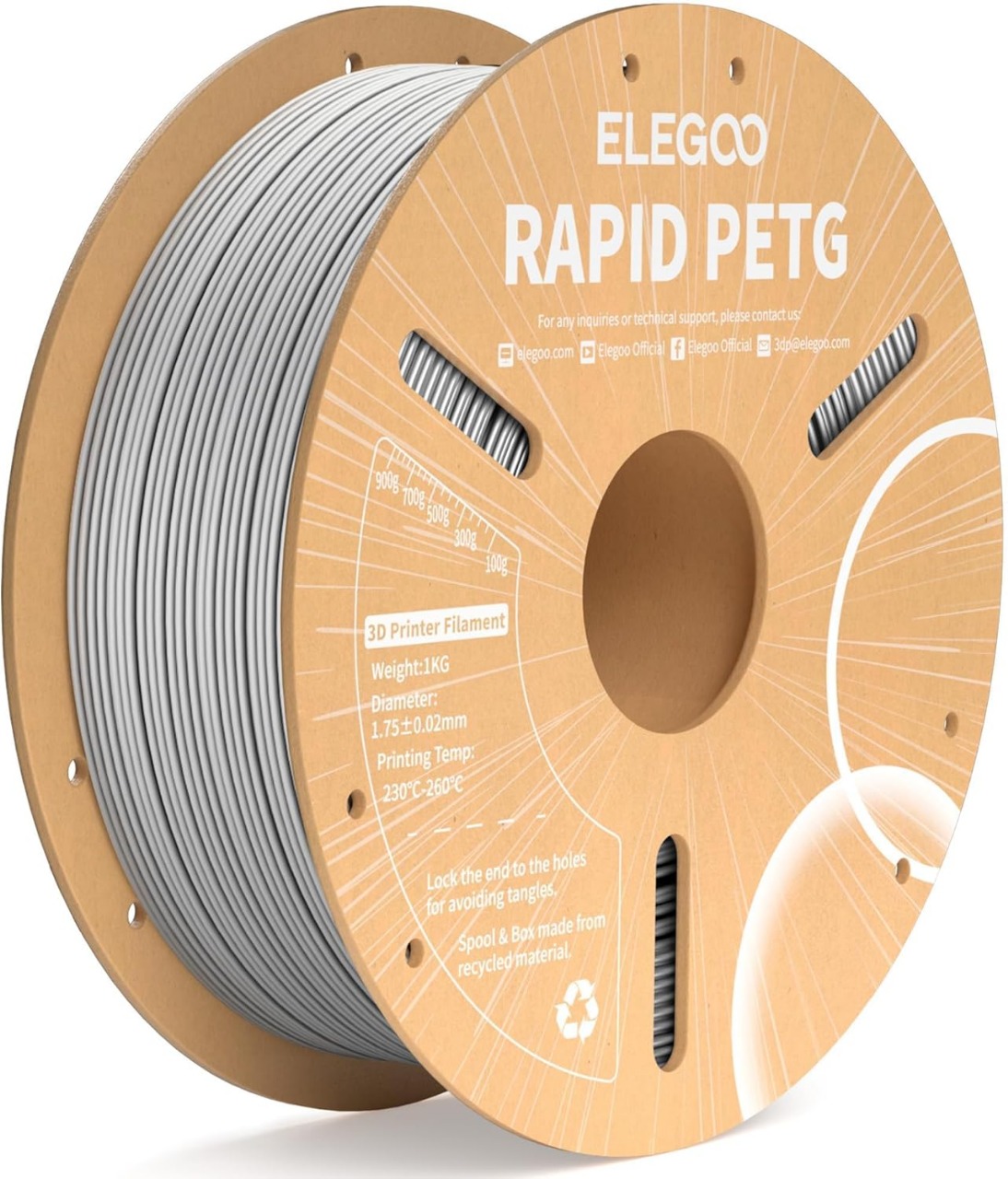Filamento PETG ELEGOO Rapid Gris